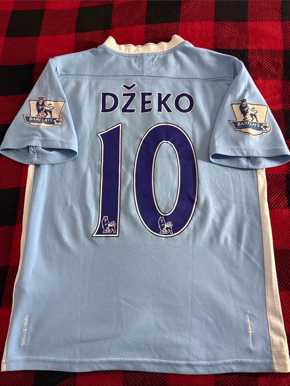 Super Rare Manchester City #10 Edin Dzeko 2011-12 Umbro Premier League Home Kit